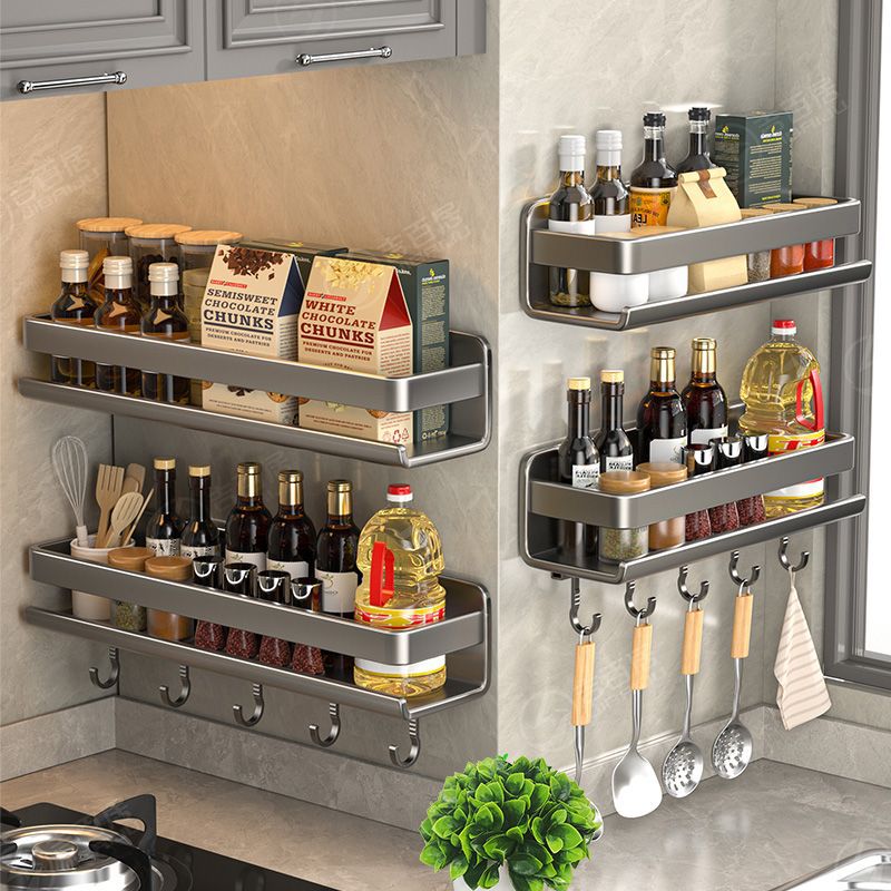 Estante de almacenamiento de cocina estante de condimentos colgado en la pared sin perforación tipo pared colgado en la pared multifuncional estante de almacenamiento de espesor ancho doméstico