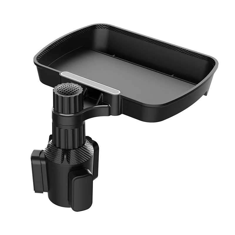 New Car-Mounted 360-Degree Rotating Tray for Drinks, Coffee, Burgers, Water Cups, Small Dining Table Cup Holder