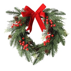 クロスボーダー新製品クリスマス 45 センチメートルシミュレーションガーランドベリーリボンフロントドアドアハンギングホームデコレーション