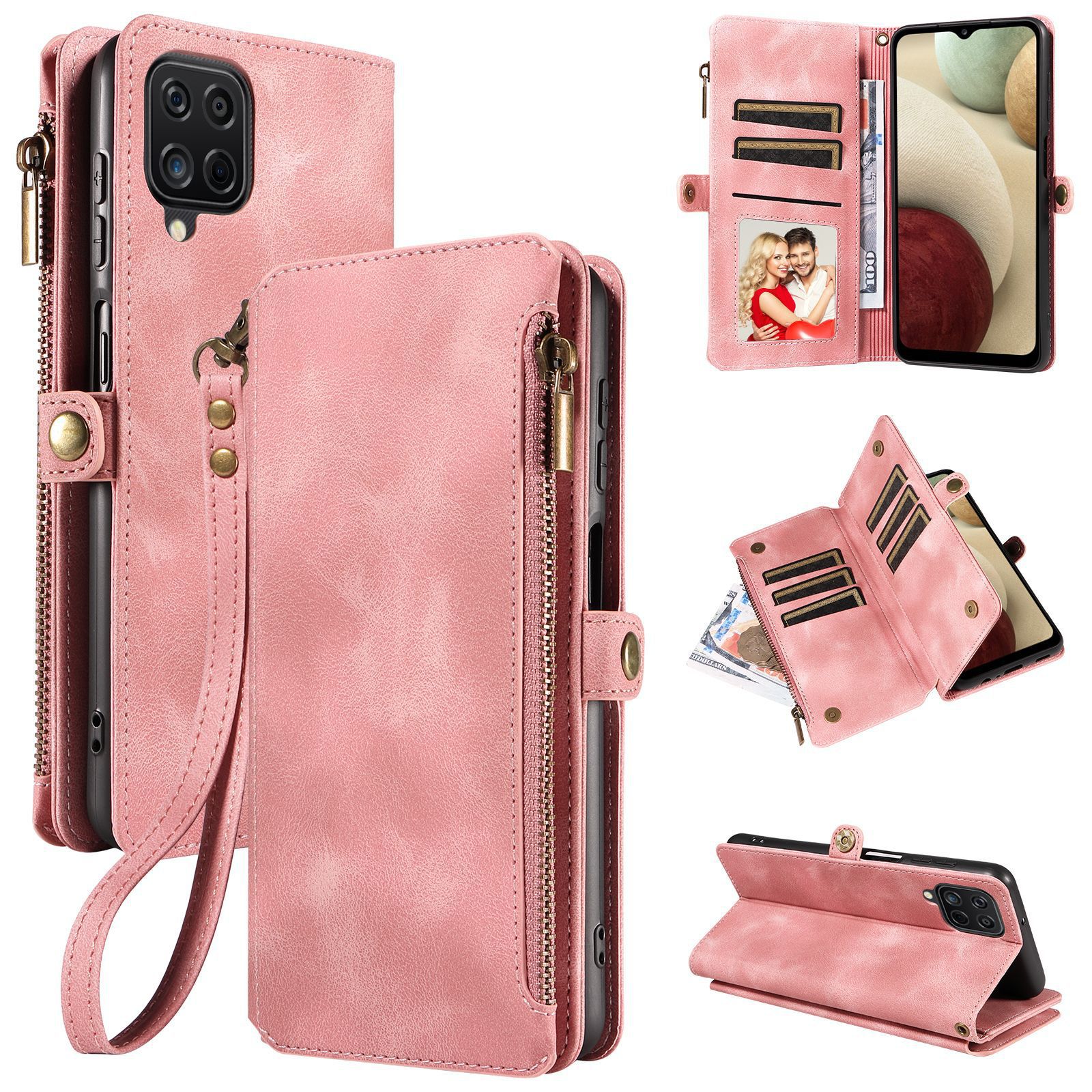 Capa tipo carteira de couro com zíper Flowme New Flip, adequada para protetor de telefone Samsung série A_voghion.com