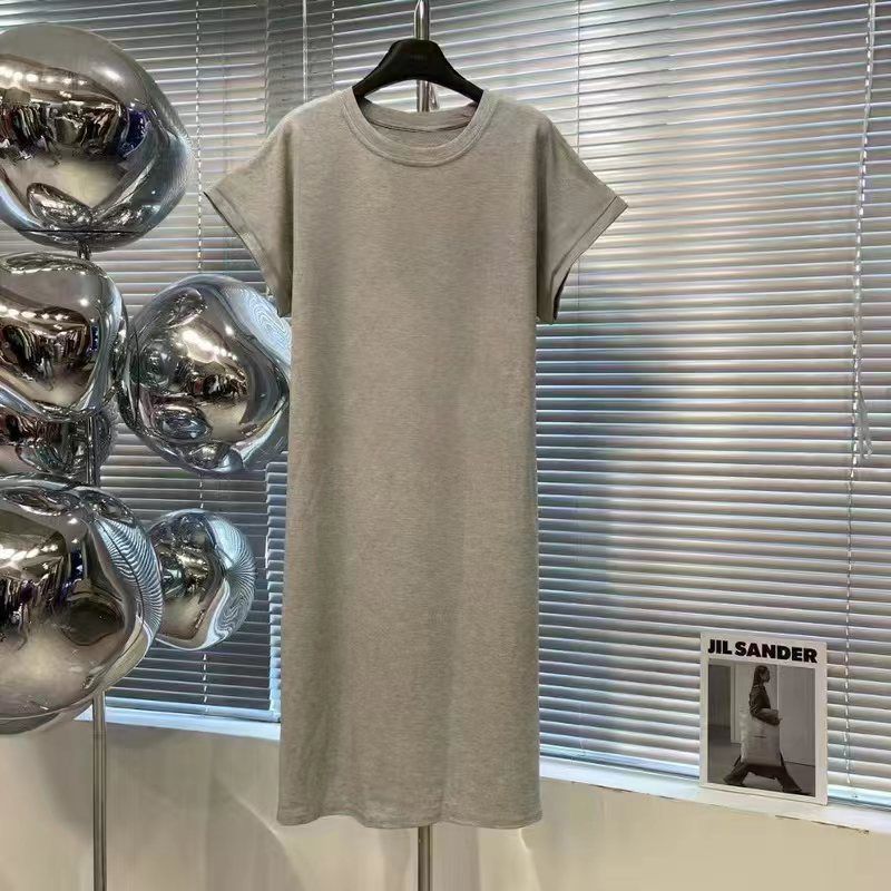 韓国版の女性用大きいサイズのゆったりTシャツナイトガウン、夏用ゆったりで肉感をカバーして着痩せ、カジュアルなロングワンピースとして着用可能|undefined