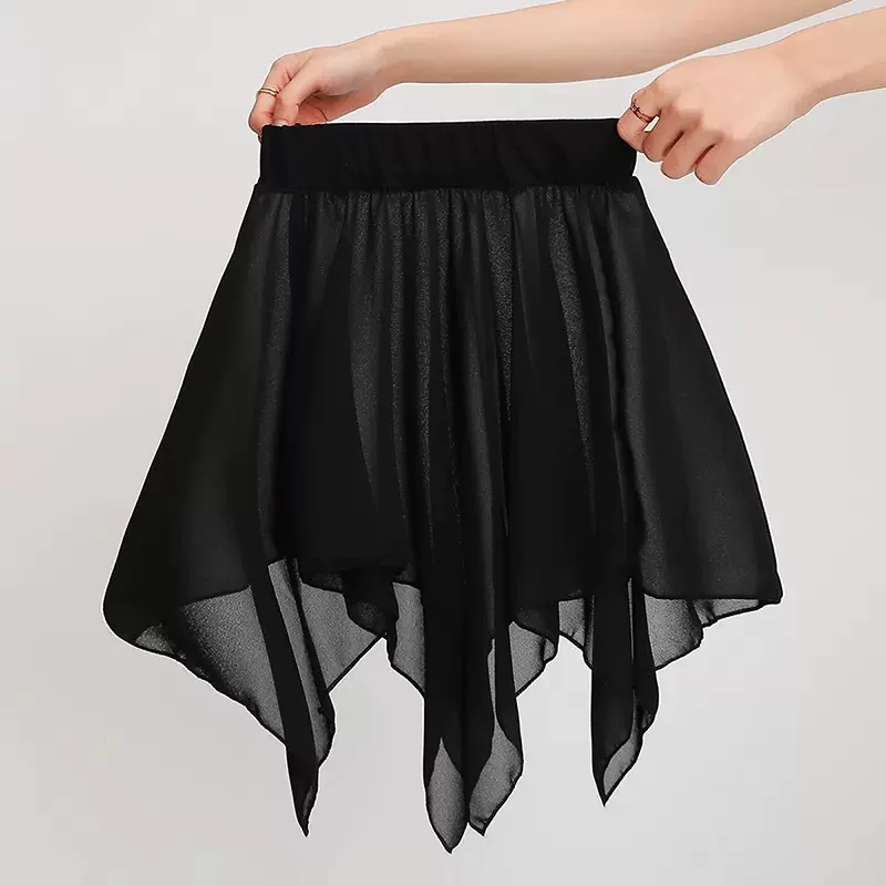 2025新款黑色纱裙成人芭蕾舞半身裙练功服遮臀裙舞蹈服拉丁舞短裙