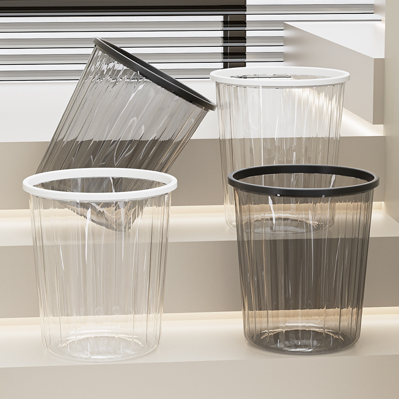 Kitchen Transparent Trash Bin Household Living Room Bathroom Plastic Pressure Ring Trash Bin Large Capacity Light Luxury High Color Trash Bin Kitchen Transparent Trash Bin Household Living Room Bathroom Plastic Pressure Ring Trash Bin Large Capacity Light Luxury High Color Trash Bin