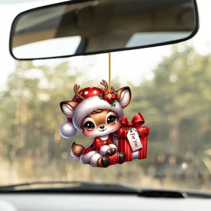 Navidad acrílica adorable ciervo colgante nuevo producto transfronterizo plano espejo interior decoración colgante de vacaciones