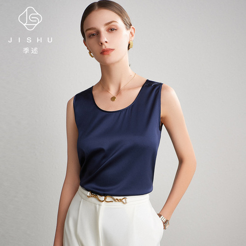 Silk vest women's satin 2024 spring and summer new mulberry silk sleeveless suspender top for inner wear and outer wear