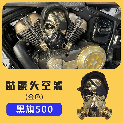 Brake caliper cover: Tank Upper Decorative Instrument Cover, Widened - black-flag-500-skull-air-filter-gold