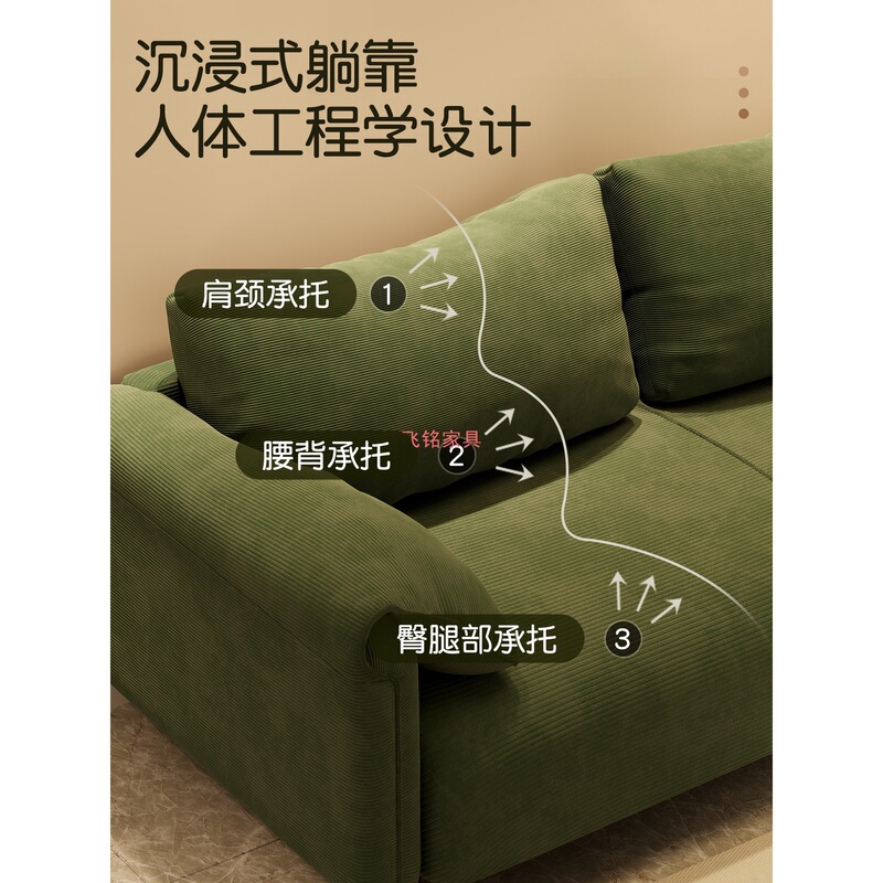 民宿公寓出租房双三人位大象耳朵直排布艺沙发新款沙发客厅小户型|undefined