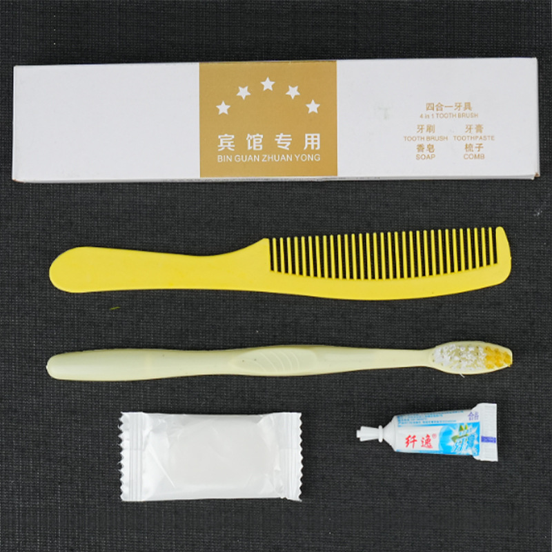 使い捨てバスアメニティのフルセット、6 in 1 トラベルエッセンシャル、ホテルとB&Bの使い捨て歯ブラシと歯磨き粉セット|undefined