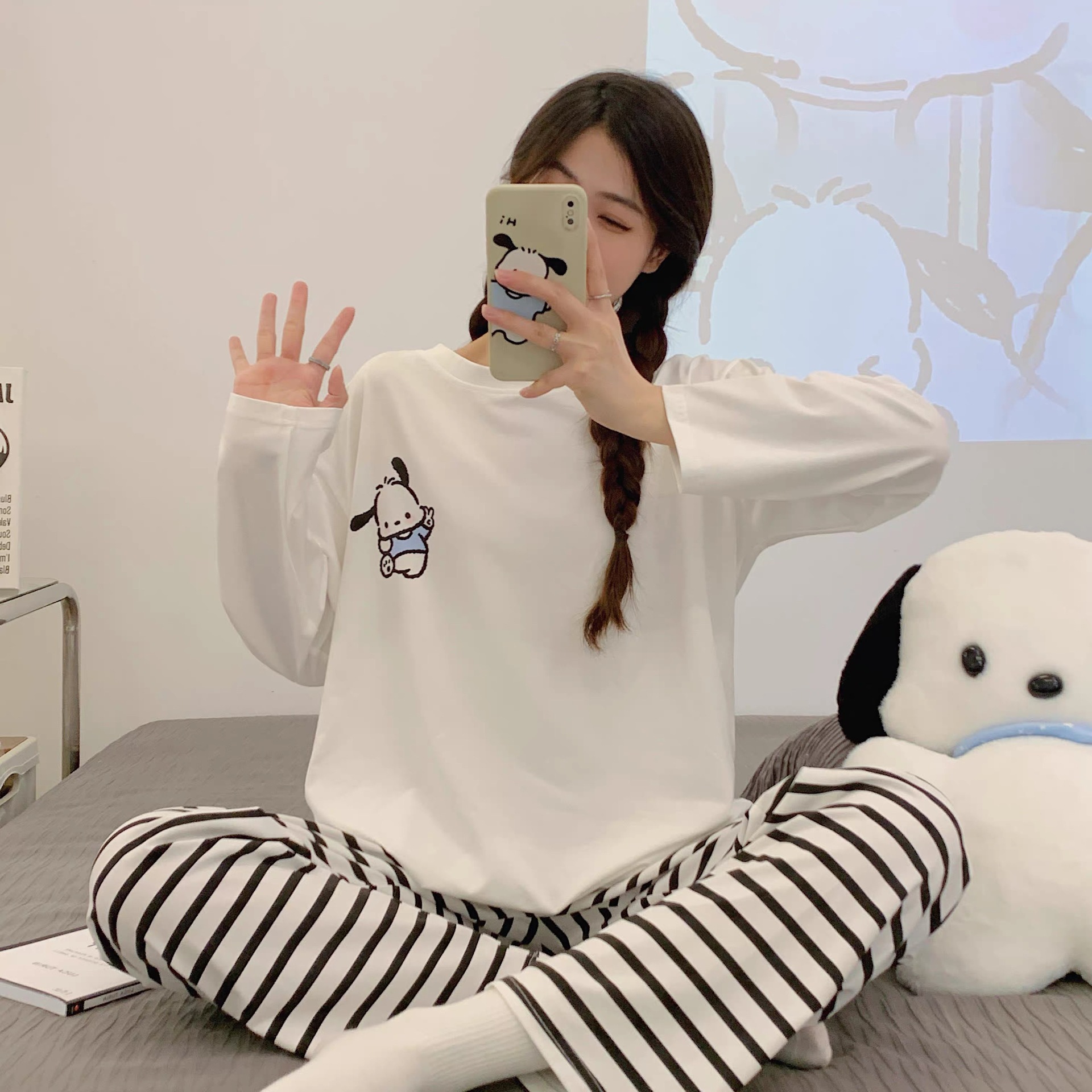 新品睡衣女春秋款长袖长裤睡衣女可爱卡通薄款家居服套装可外穿