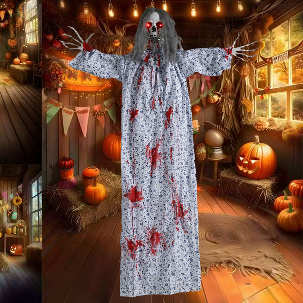 Barras transfronterizas de Halloween que cuelgan fantasmas, casas embrujadas, habitaciones secretas, accesorios de decoración, esqueletos brillantes, gritos de terror, miedo