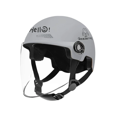 Helmet for Men and Women, Motorcycle: Motosiklet kaskı (dəbilqə) - 3c-certification-spring-and-summer-lucky-rabbit-cold-gray-long-transparent-one-size-fits-all