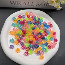 厂家批发ps塑料珠AB彩透明大孔梅花亚克力塑料幻彩珠diy饰品配件