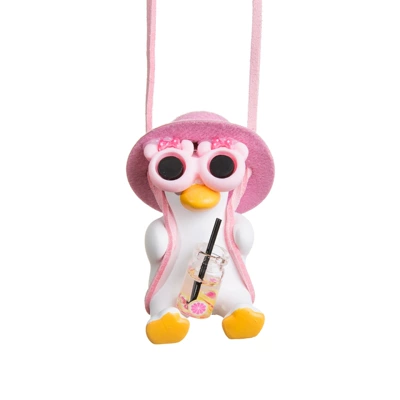Swing Duck Pink Hat Duck Car Interior Pendant for Women, Popular Car Hanging Decoration for Rearview Mirror (Car hanging) - pink-hat-bottle-duck-7x7x7-carton-packaging