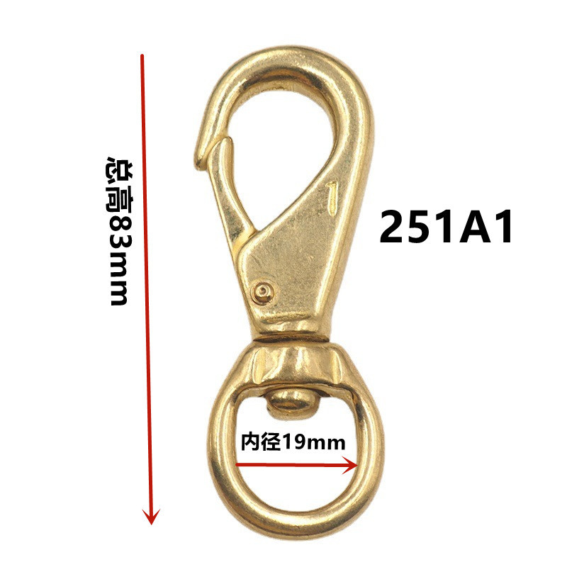Brass Hook Buckle Swivel Hook Buckle Rotating Copper Dog Buckle Pet Harness Hardware Pure Copper Hook Wallet Chain Keychain