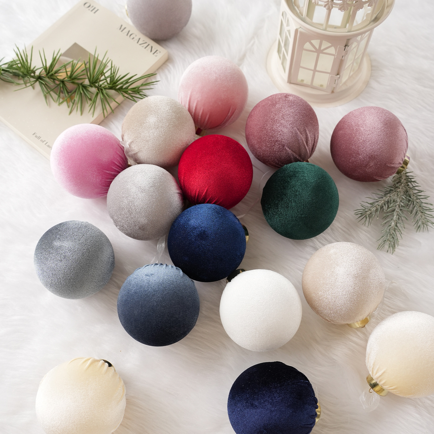 Bolas de tela transfronteriza tela de lana bola de plástico árbol de Navidad decoración colgante colgante decoración de la escena de la bola colgante props image 2