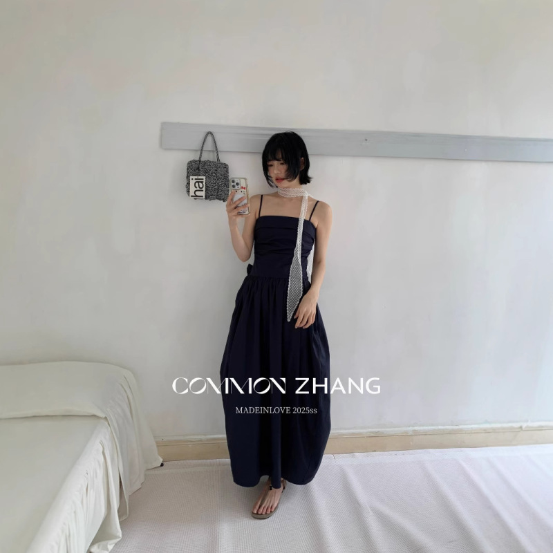 Czzhang Mint Mamba Style Lace-Up Waist-Cinching Slimming Camisole Floral Dress for Women B26925 Fashionable and Elegant