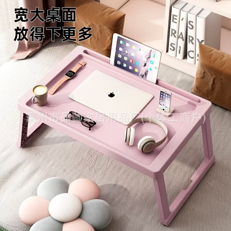 Folding Table for Lazy People, Small Desk for Bed, Folding Computer Table for Home Bedroom, Small Dining Table for Dormitory, Folding Study Table