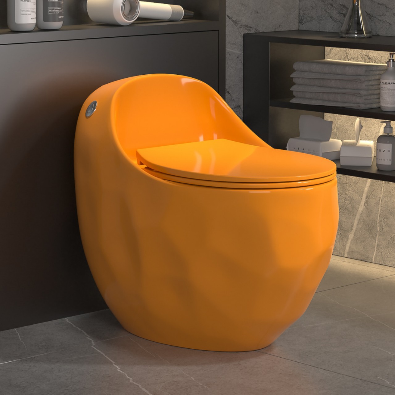 Color redondo inodoro creativo personalizado sifón silencioso descarga inodoro gran tubo huevo asiento ahorro de agua