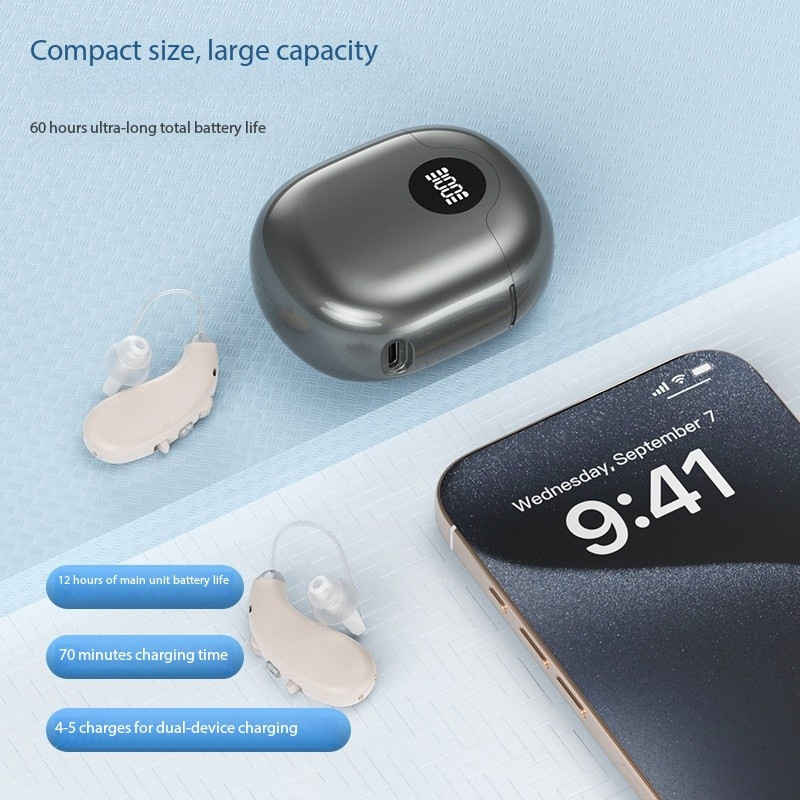 跨境数字助听器老人声音放大器声音辅听器数显充电仓hearing aid|undefined