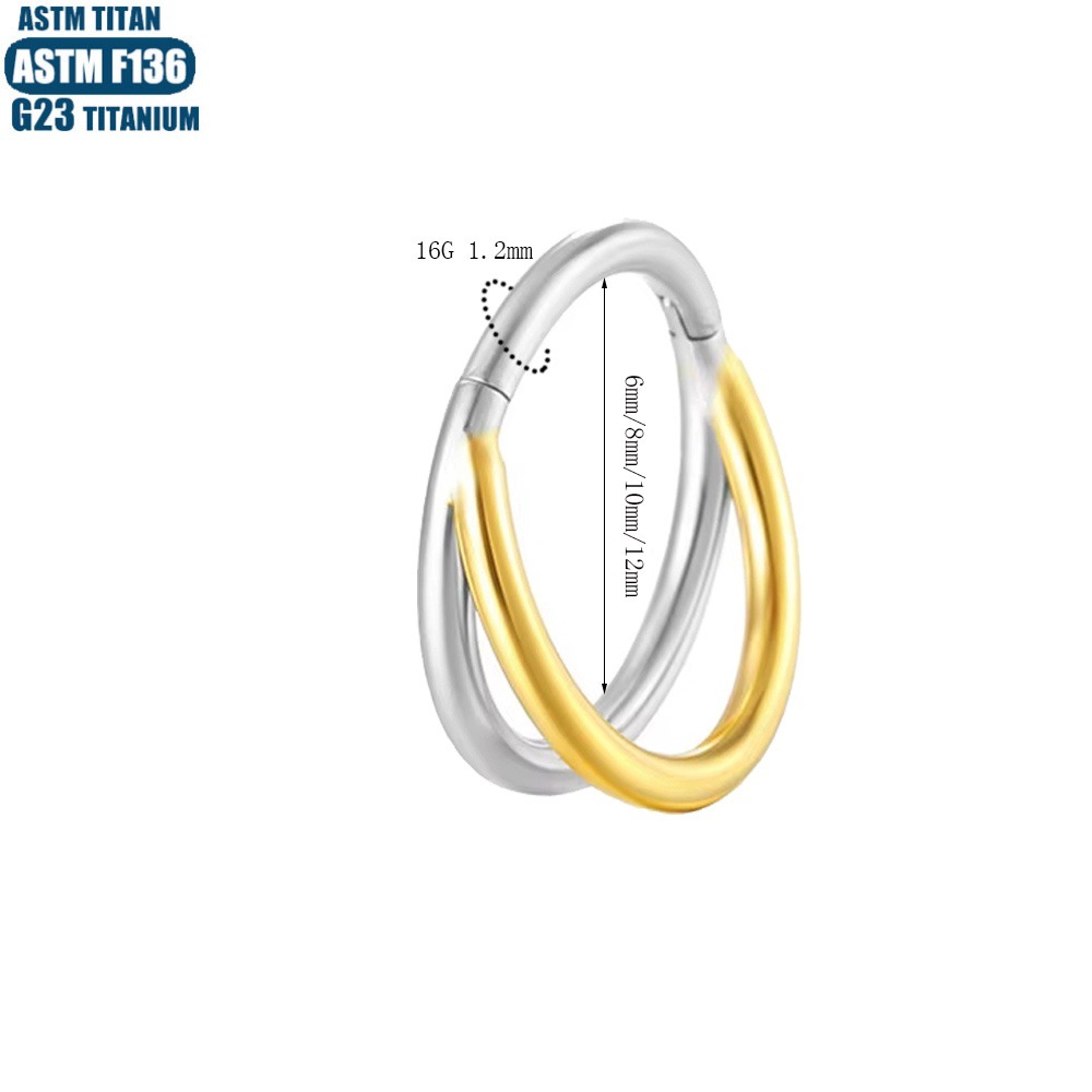 F136 Implant Grade Titanium Nose Ring Bifurcation Inlaid Zircon Seamless Ring Earrings Nose Piercing Jewelry detail image 20