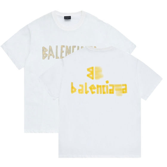 in stock generation hair Paris high version SS25 new B classic tape printing casual loose cotton short sleeve T-shirt