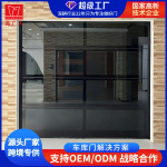 极简无框玻璃车库门 铝合金全景别墅门 静音电动提升门佛山厂家