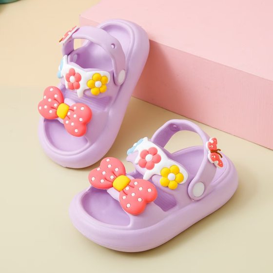 New Girls' Sandals Little Princess Children's Slippers Baby Home Non-Slip Soft Bottom Baby Two-Wear Sandals