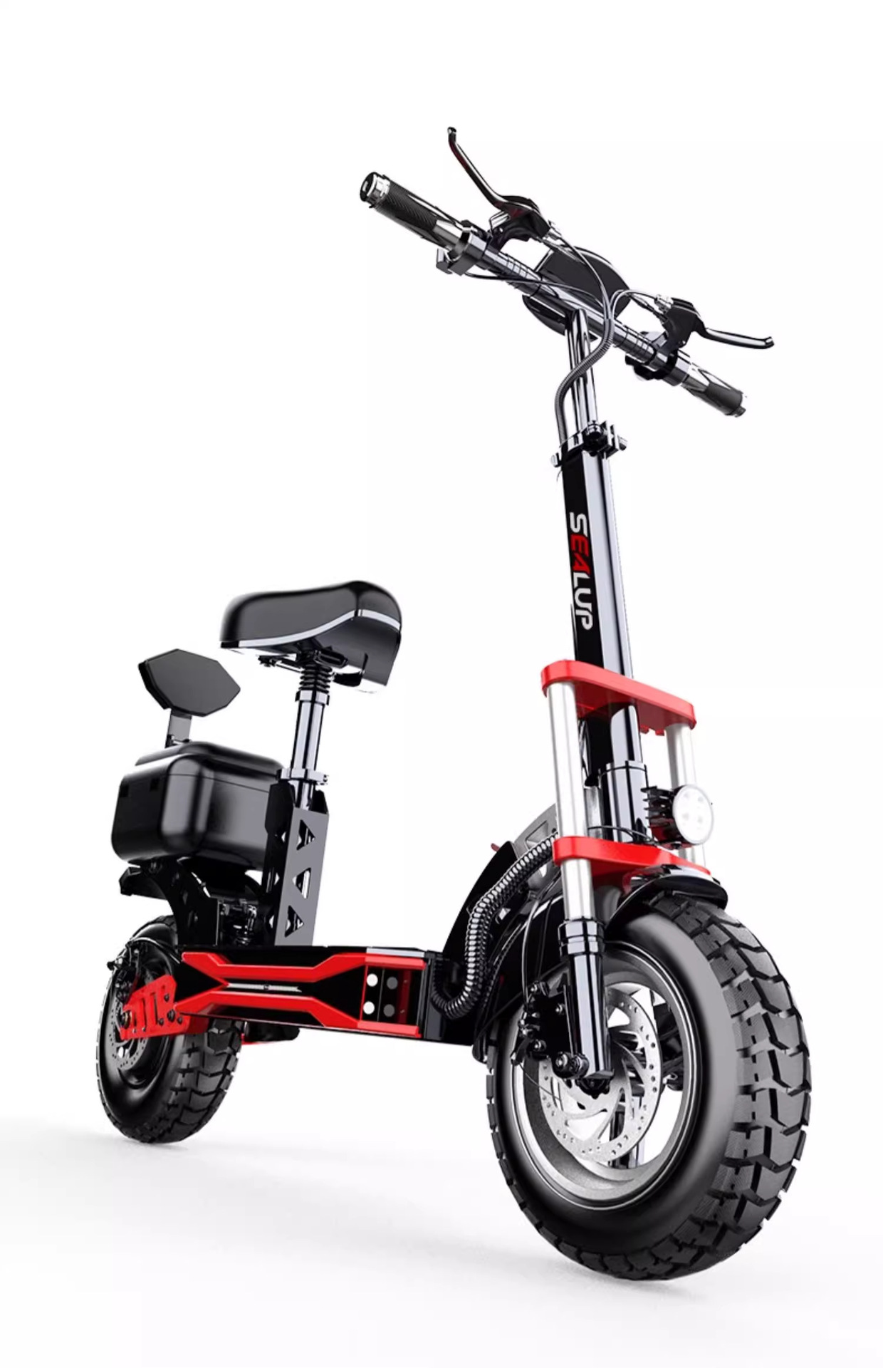 SEALUP is a foldable, small electric scooter with a small trunk and off-road shock absorption, suitable for commuting to work
