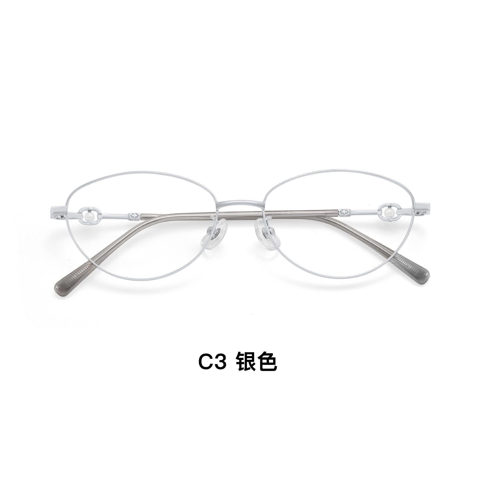 Mayorista ronnz peludo con el mismo marco de gafas de oro, marcos de gafas de perlas de ojos de gato, marcos de gafas de alta inteligencia.