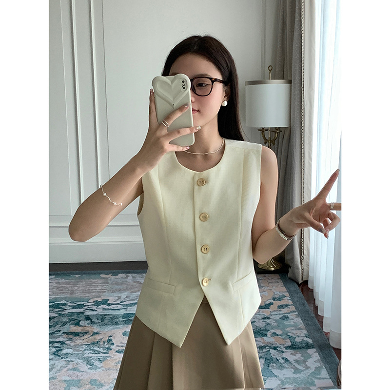 [Berkeley Gold] Chaleco de traje negro con cuello en V verano de las mujeres nuevo chaleco sin mangas superior X6755 image 7
