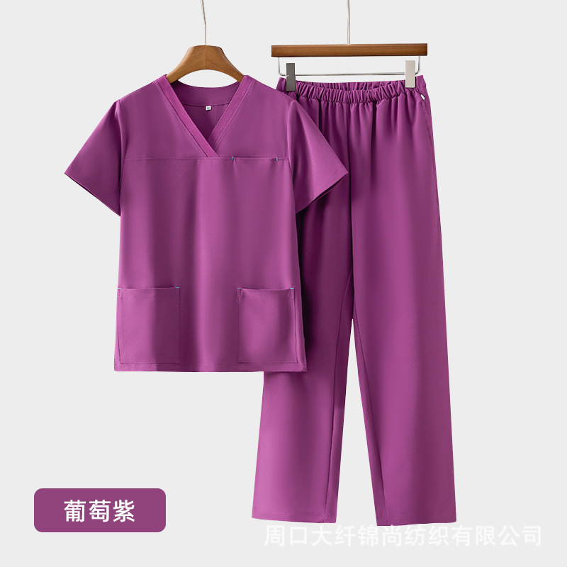 手洗い服弾力氷糸速乾作業服セット医療美容歯科女性夏半袖黒ブラシ手服|undefined