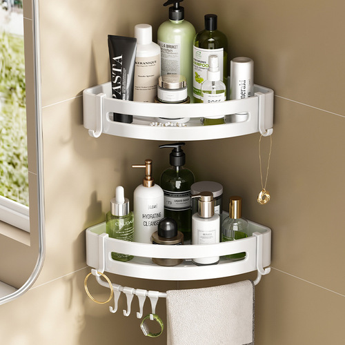 White bathroom storage rack bathroom wall wall-mounted toilet washbasin punch-free triangle storage rack