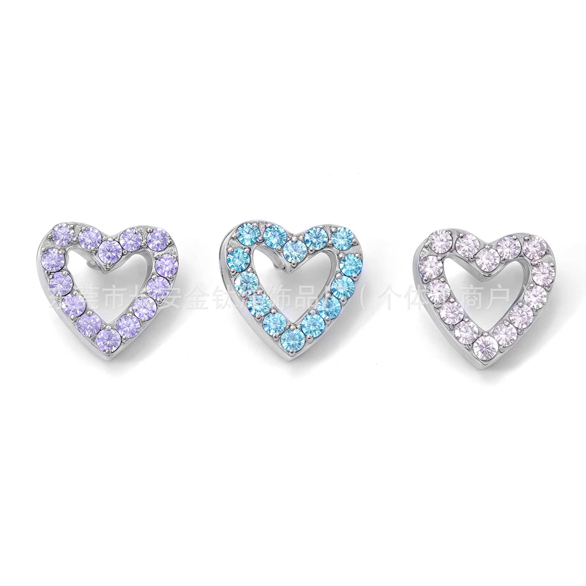 F136 Titanium Internal Thread Full Diamond Heart Earrings Lip Nails Nose Nails Ear Bone Nails G23 Titanium Alloy Body Piercing Jewelry detail image 7