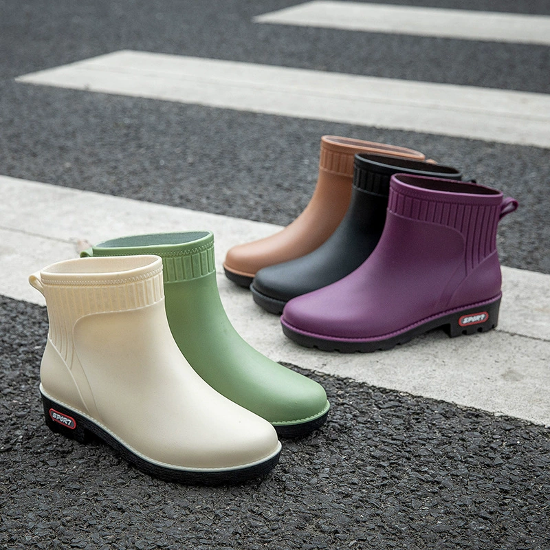 Новая непромокаемая обувь, женские сапоги, непромокаемая обувь для взрослых на низком каблуке, чистая инфракрасная одежда, резиновая обувь, корейская модная нескользящая обувь для внешней торговли