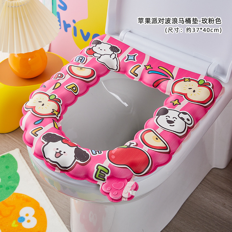 Cojín de inodoro de impresión de dibujos animados impermeable a prueba de suciedad cubierta de inodoro doméstico suave cuatro estaciones cojín de inodoro lavable universal