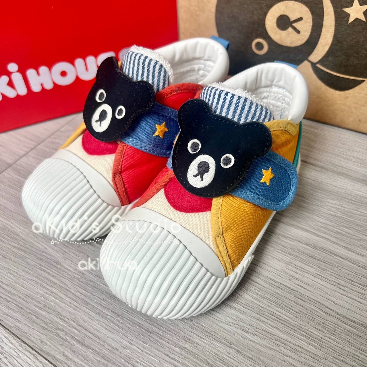 Однодневная внешняя детская обувь Miki DB Черная медвежья голова цветной крекер головка волшебная наклейка обувь на холсте резиновая подошва вулканизированная обувь