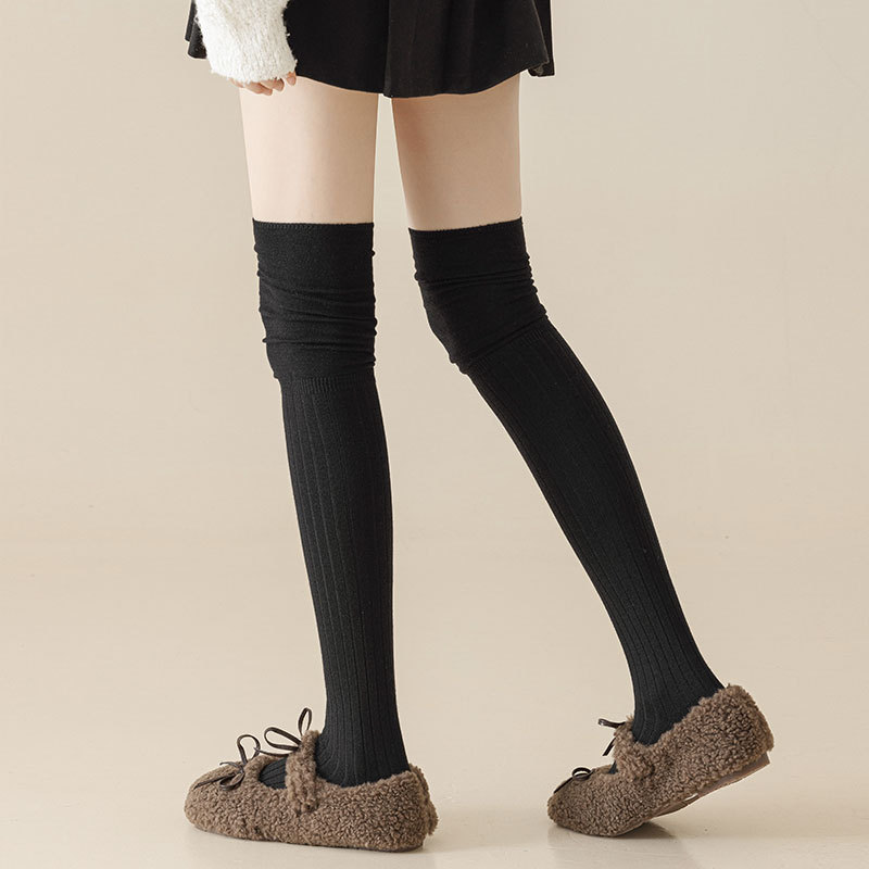 Calzini sopra il ginocchio in cashmere, calzini in pile da donna, autunnali e invernali, calzini lunghi, spessi e caldi, calzini alti invernali fino al ginocchio_voghion.com