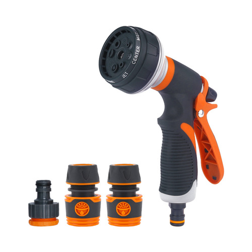 Amazon's best-selling high-pressure car wash water gun multi-function adjustable spray gun garden watering ABS rubber-coated 8-function water gun
