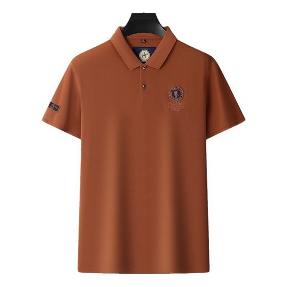 Runenboro Summer Short-sleeved T-shirt Solid Color Thick Bead Pure Cotton Men's Polo Shirt Middle-aged Lapel Short-sleeved Polo Shirt