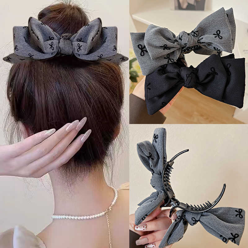 Clip de cabello de alta sensibilidad tela clip de arco tocado de cabeza de mujer clip de agarre de cabello de tiburón de tamaño grande clip de cabello