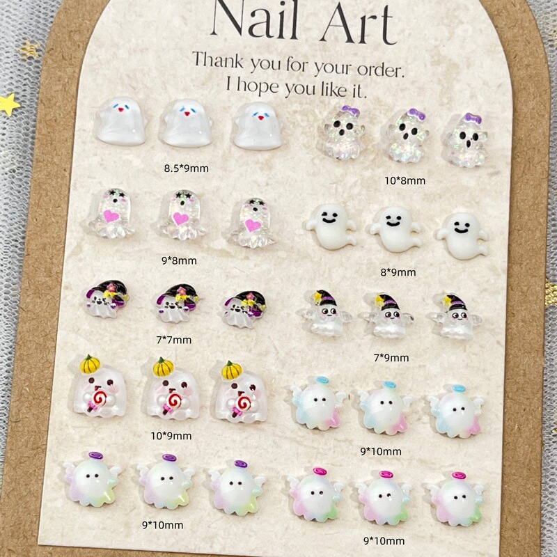 Halloween Little Ghost Cartoon Nail Art Accessories Mini Cute Pet Imp Resin DIY Earrings Nail Decorations