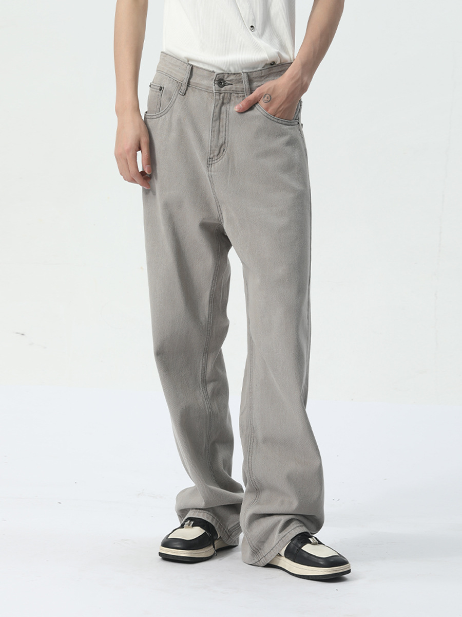 MTLCLOTHES Hombres| 2024 primavera nuevos productos Meichao moda artesanía básica gris claro conjunto de vaqueros