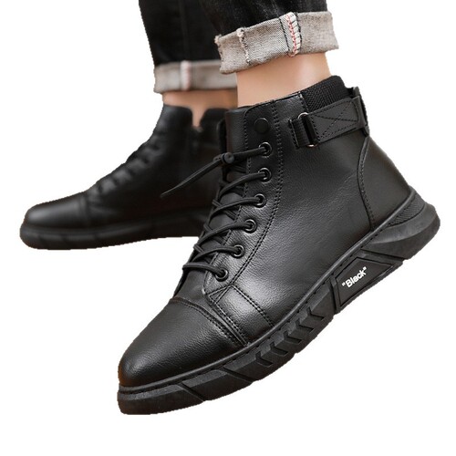 Hot-selling plus-size trendy Martin boots for men—British-style men's boots, high-top casual leather boots for men.