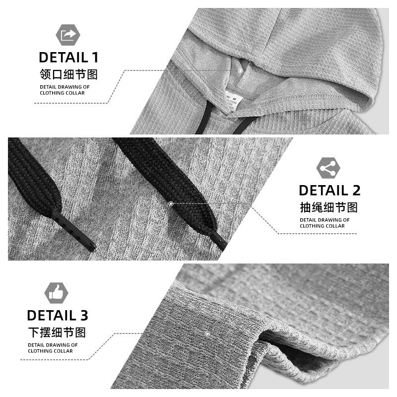Nuevo cross-border hombre europeo y americano casual deportes hombre encapuchado camiseta de manga corta fresca y larga camiseta de hombre