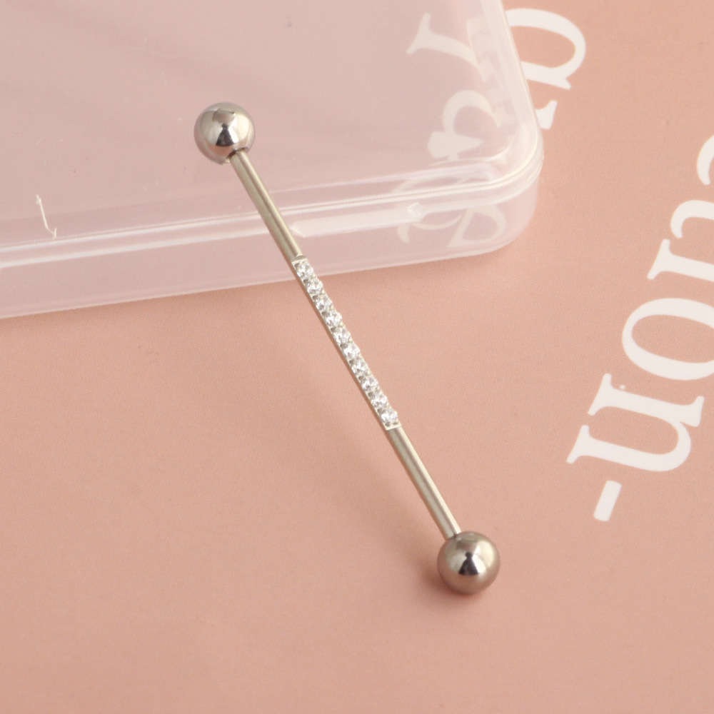 Stainless Steel Zircon Star Cartilage Earring Barbell Fashion Punk Piercing Jewelry Rose Gold detail image 9