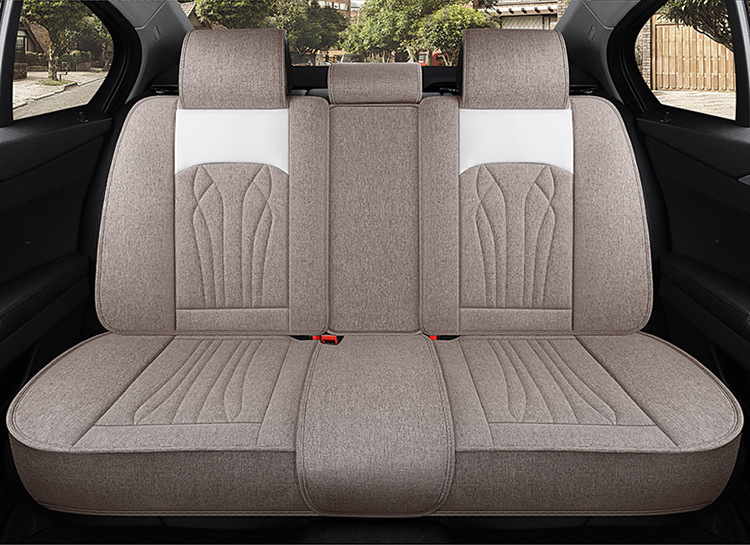 Car Seat Cushion Full Surround, Universal for All Seasons, Cartoon Linen Fabric Car Seat Cover, Special Seat Cover for Small Cars