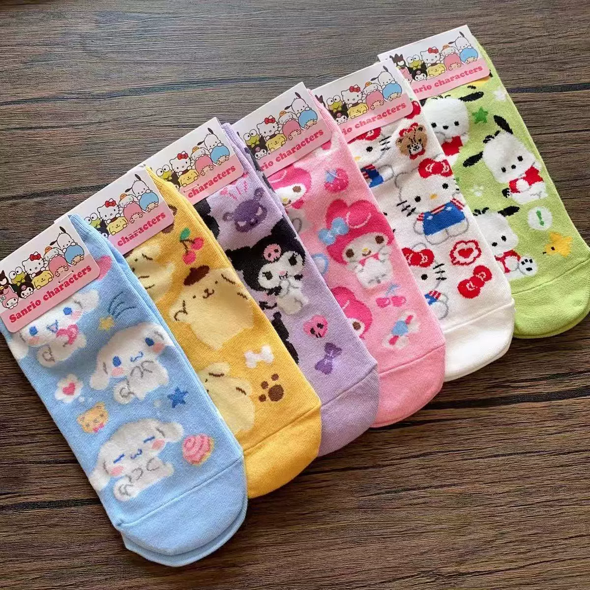 Носки Hello Kitty летние унисекс (one size) — южнокорейский стиль, яркие рисунки