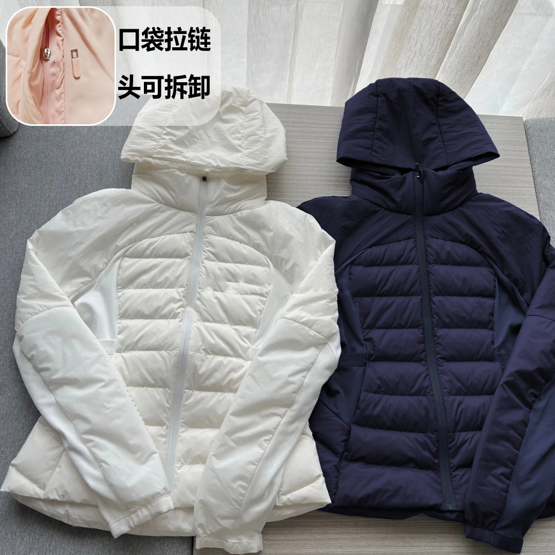 【上新】秋冬lu连帽可拆卸外套女保暖90白鸭绒轻薄休闲运动羽绒服