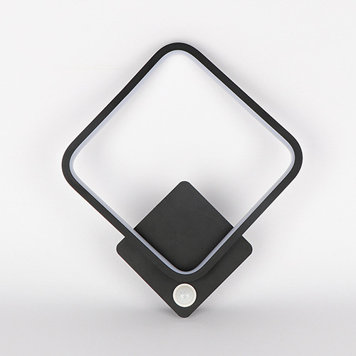 Inducción cuadrada pequeña lámpara de pared simple dormitorio moderno cabezal de cama sala de estar pasillo pared de fondo creativa lámpara de escalera
