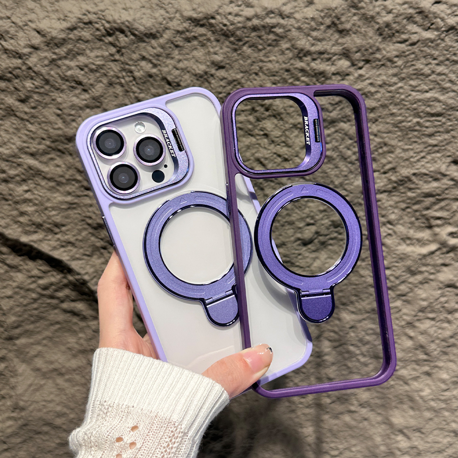 隐形镜头支架适用苹果16手机壳磁吸支架背板iPhone15透明保护套14